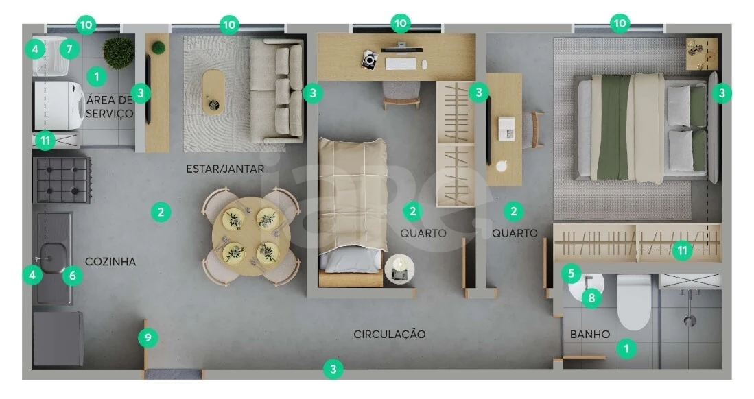 Planta — Apartamento 39,56 m²