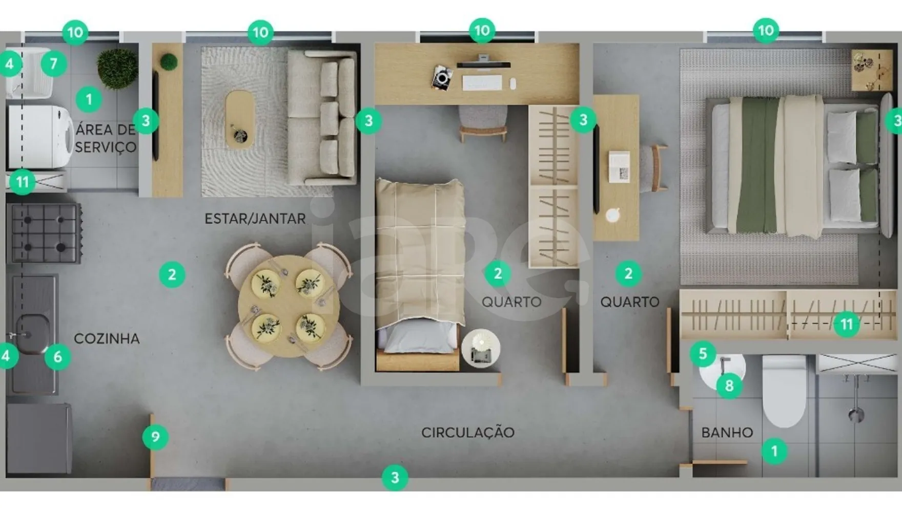 Planta — Apartamento 39,56 m²
