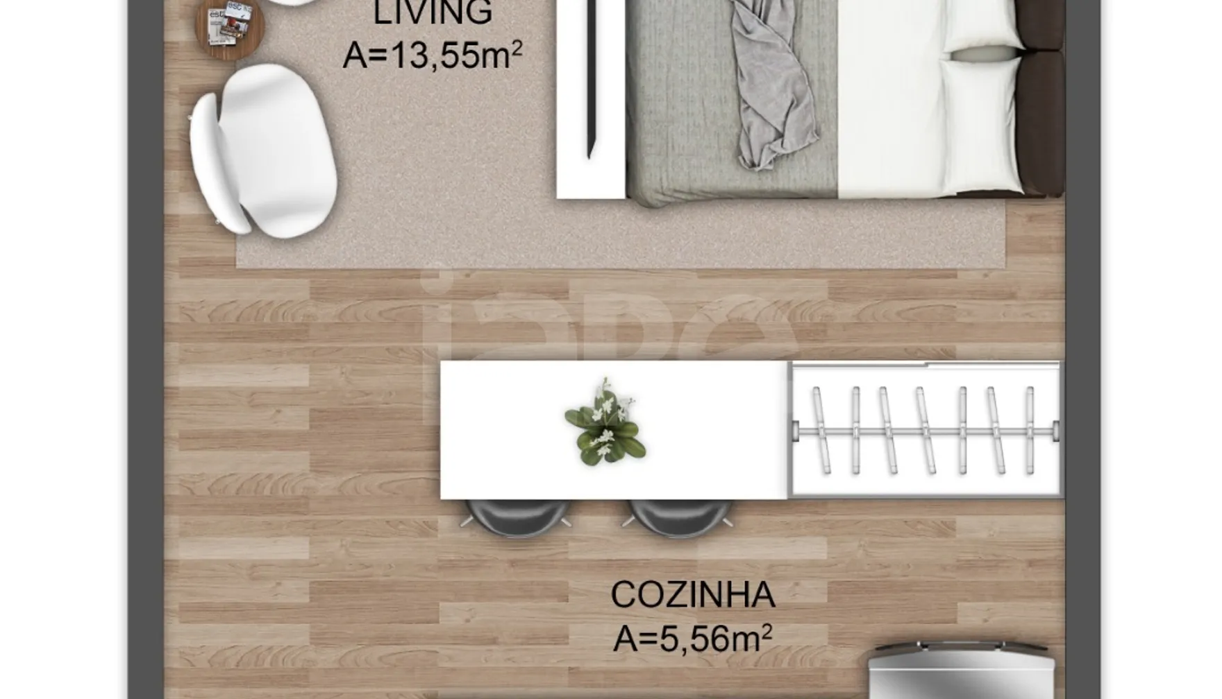 Planta — Studio 31,11 m²