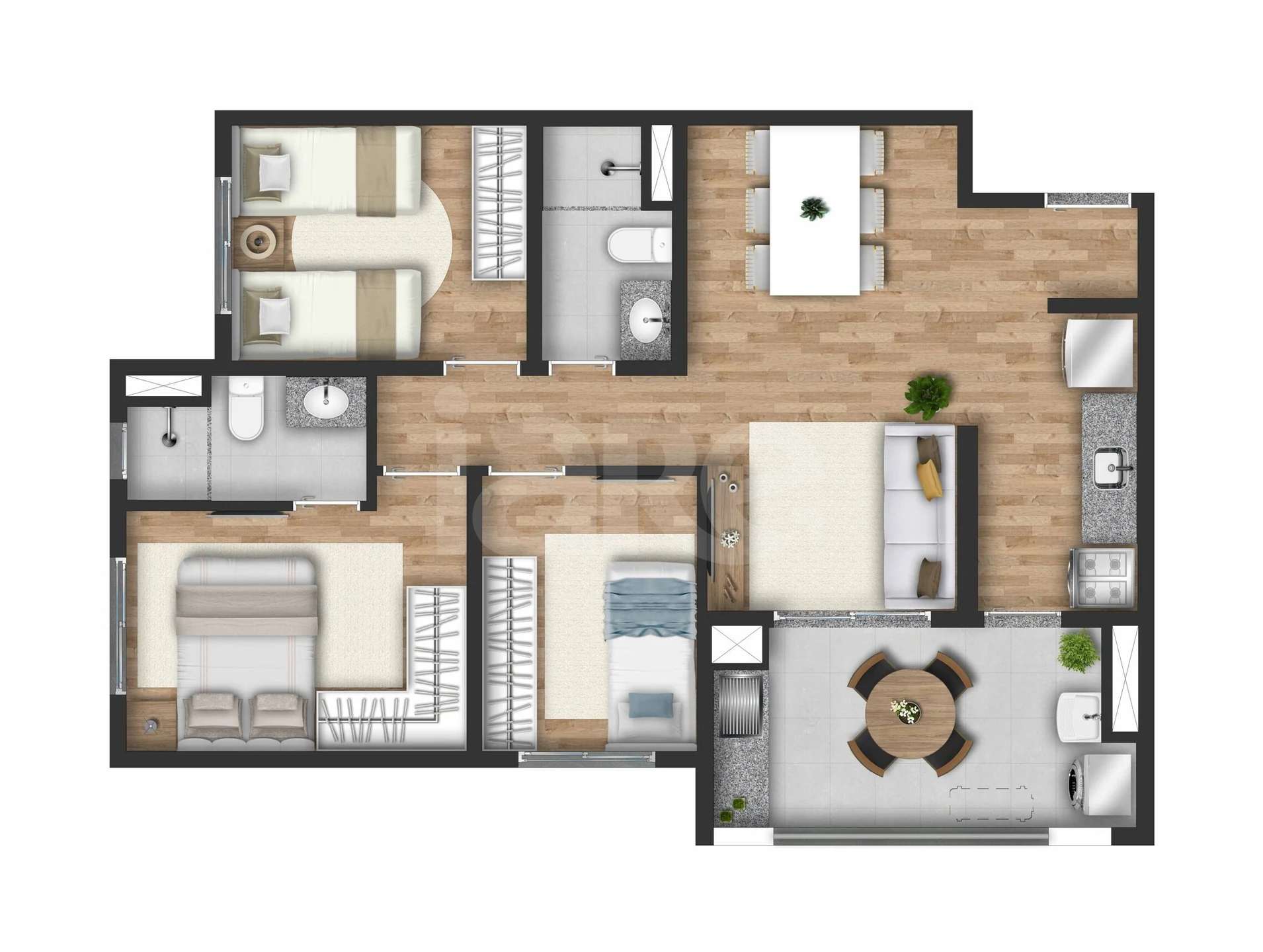 Planta — Apartamento 65,57 m²
