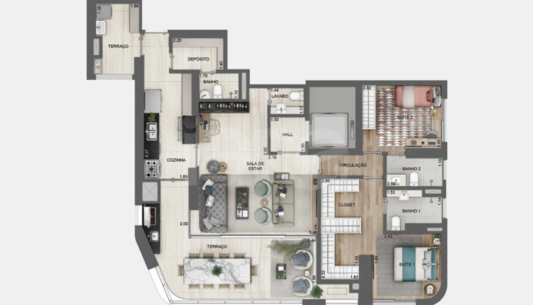 Planta — Apartamento 134 m²