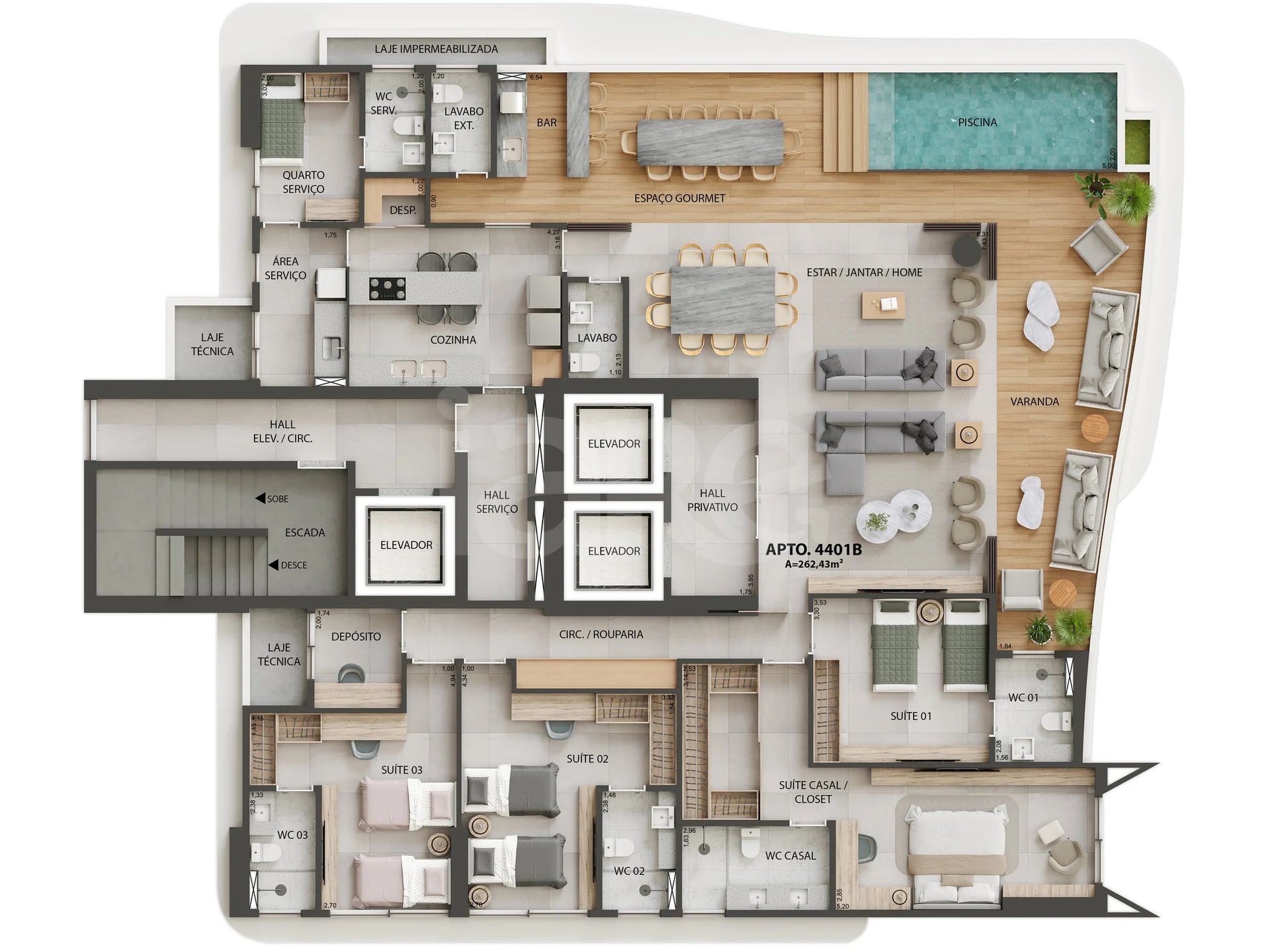Planta — Cobertura Horizontal 262,43 m²