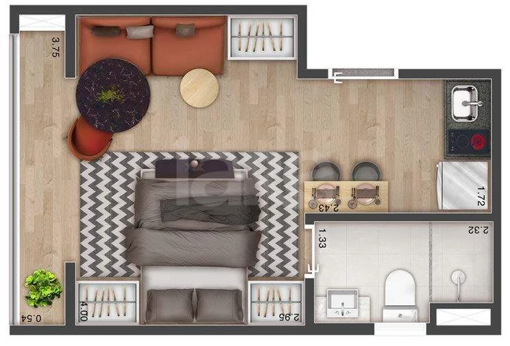 Planta — Garden 24,33 m²