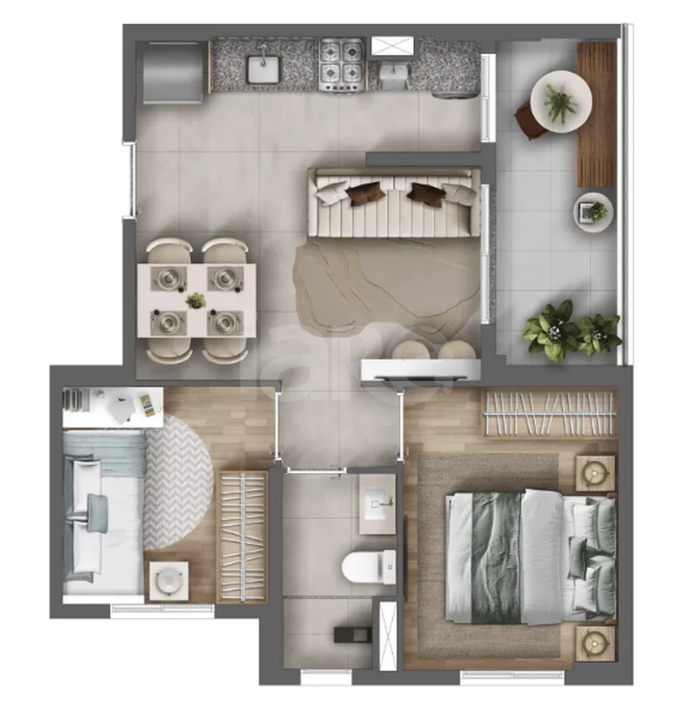 Planta — Apartamento 42,86 m²
