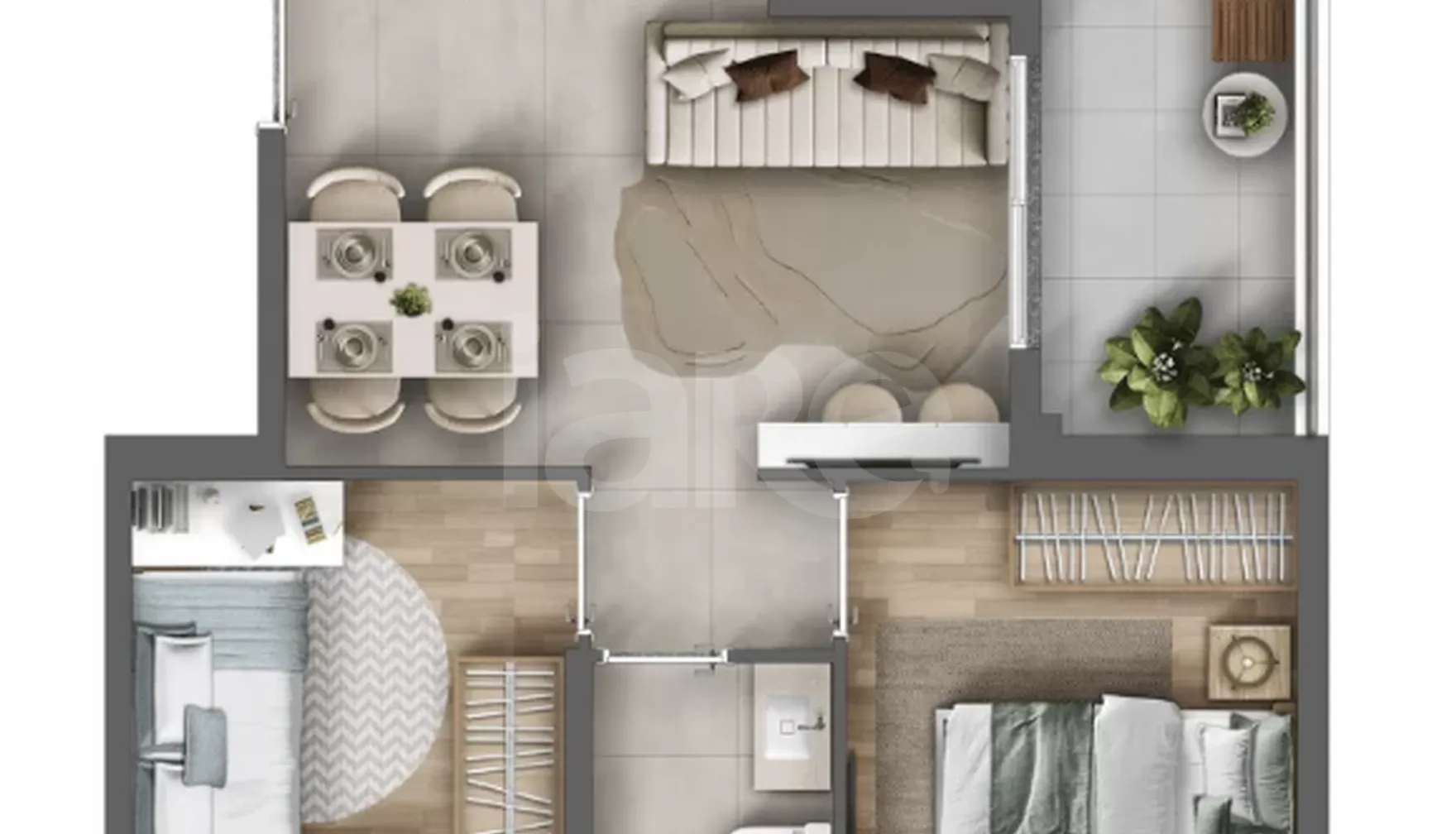 Planta — Apartamento 42,86 m²