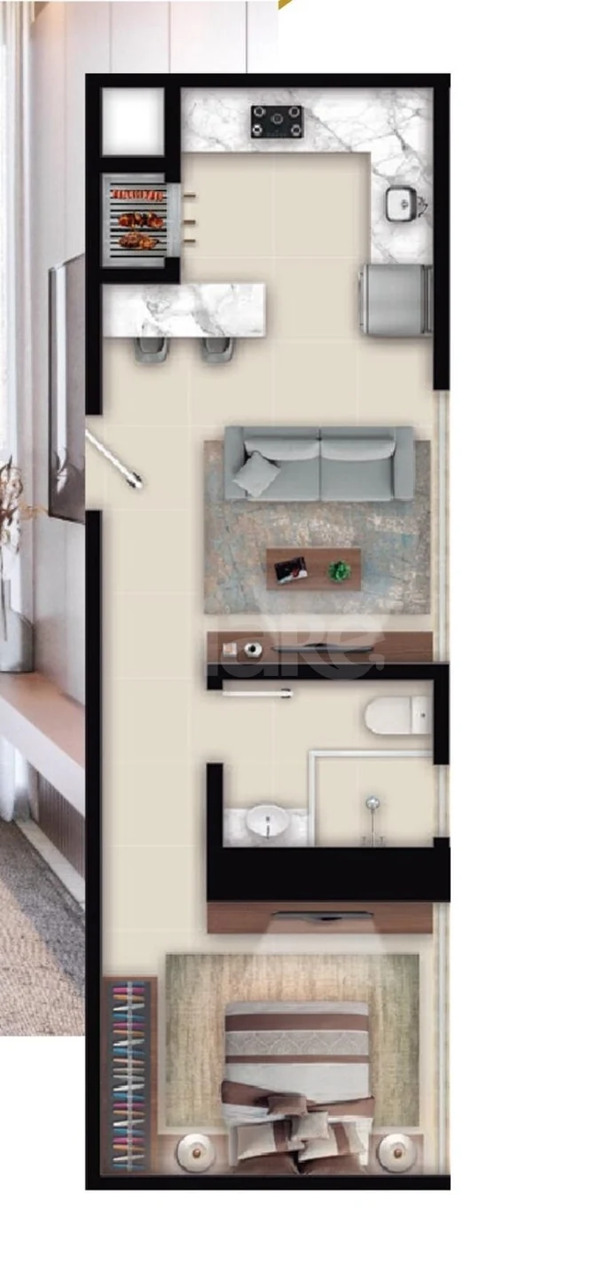 Planta — Studio 37,98 m²