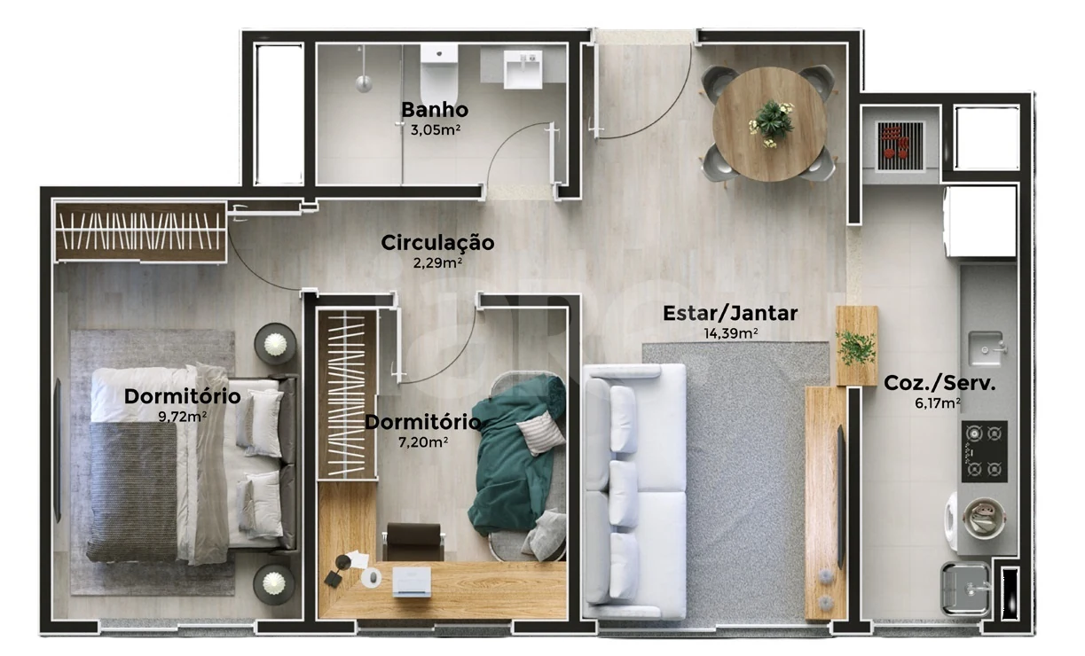 Planta — Apartamento 67,82 m²