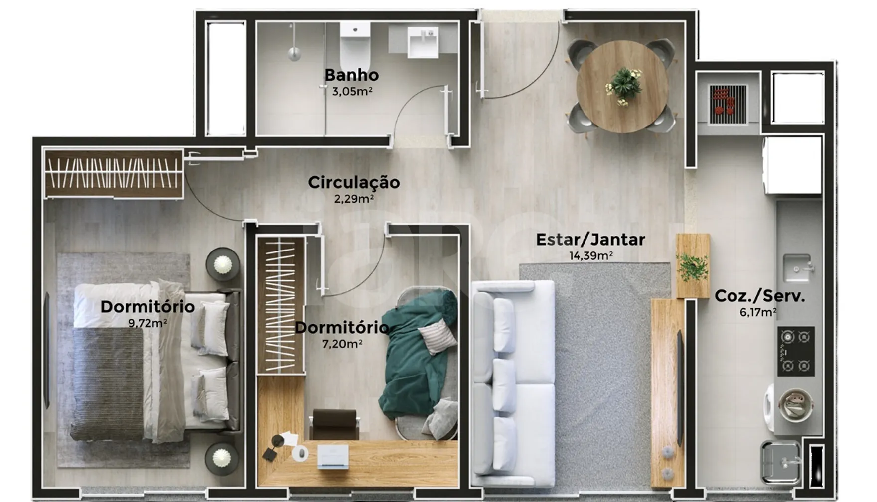 Planta — Apartamento 67,82 m²