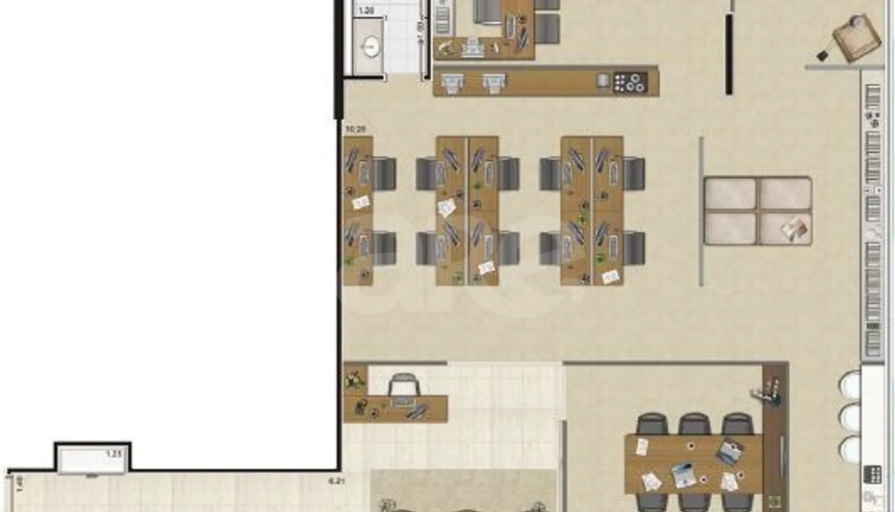 Planta — Sala com Área Ext. 102,69 m²