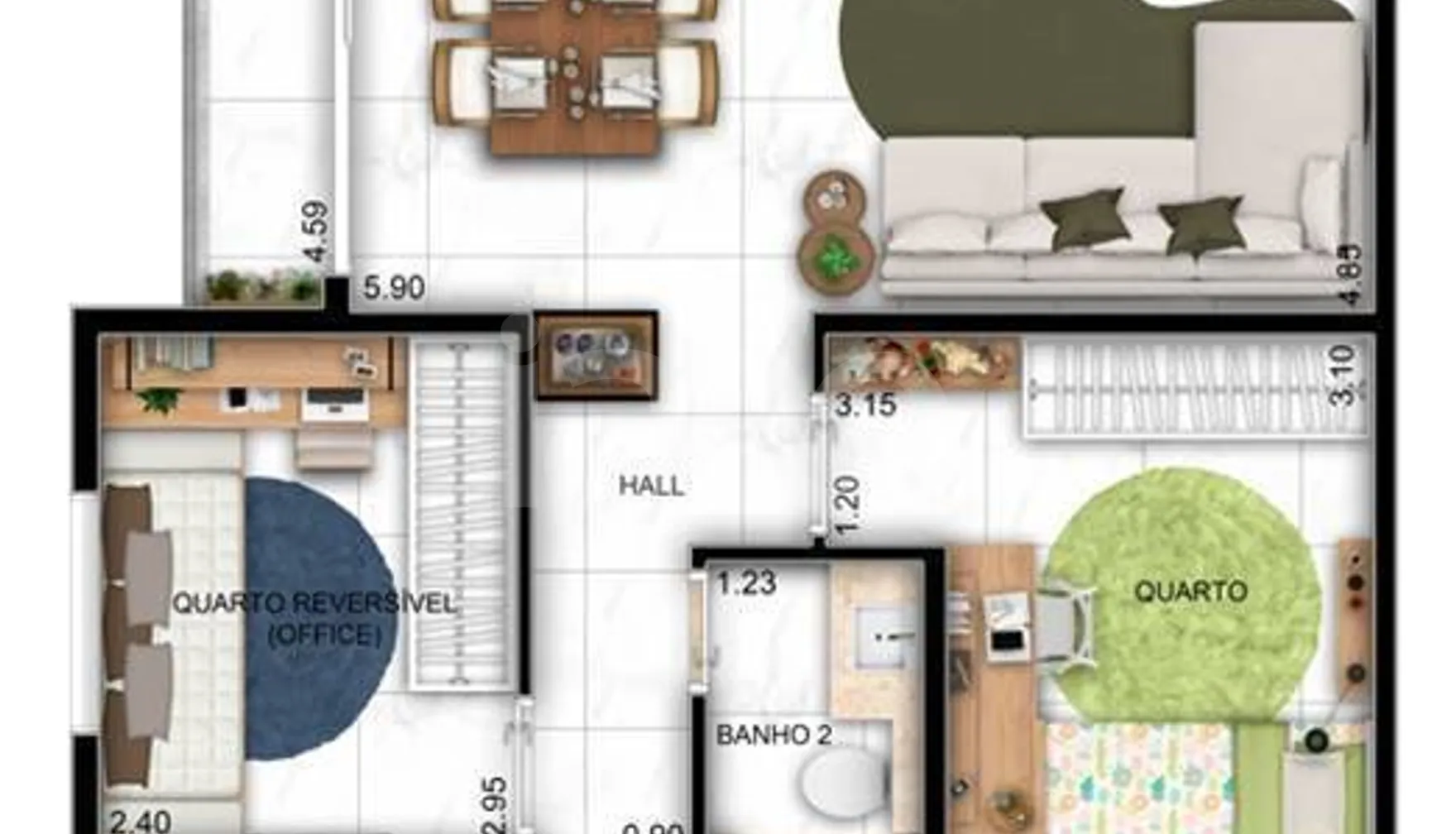 Planta — Apartamento 76,3 m²