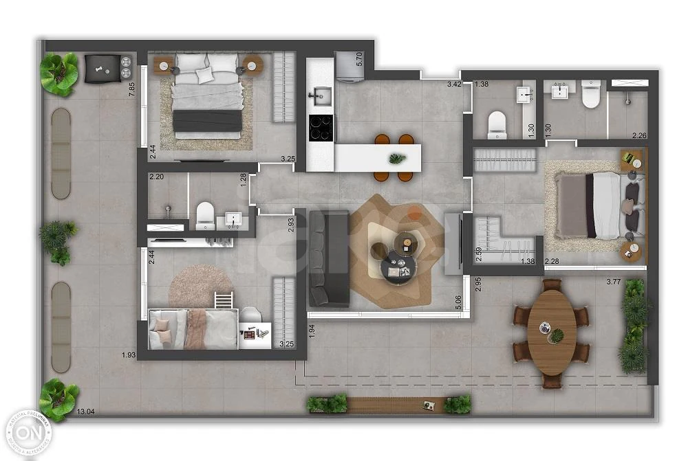 Planta — Apartamento 77,85 m²