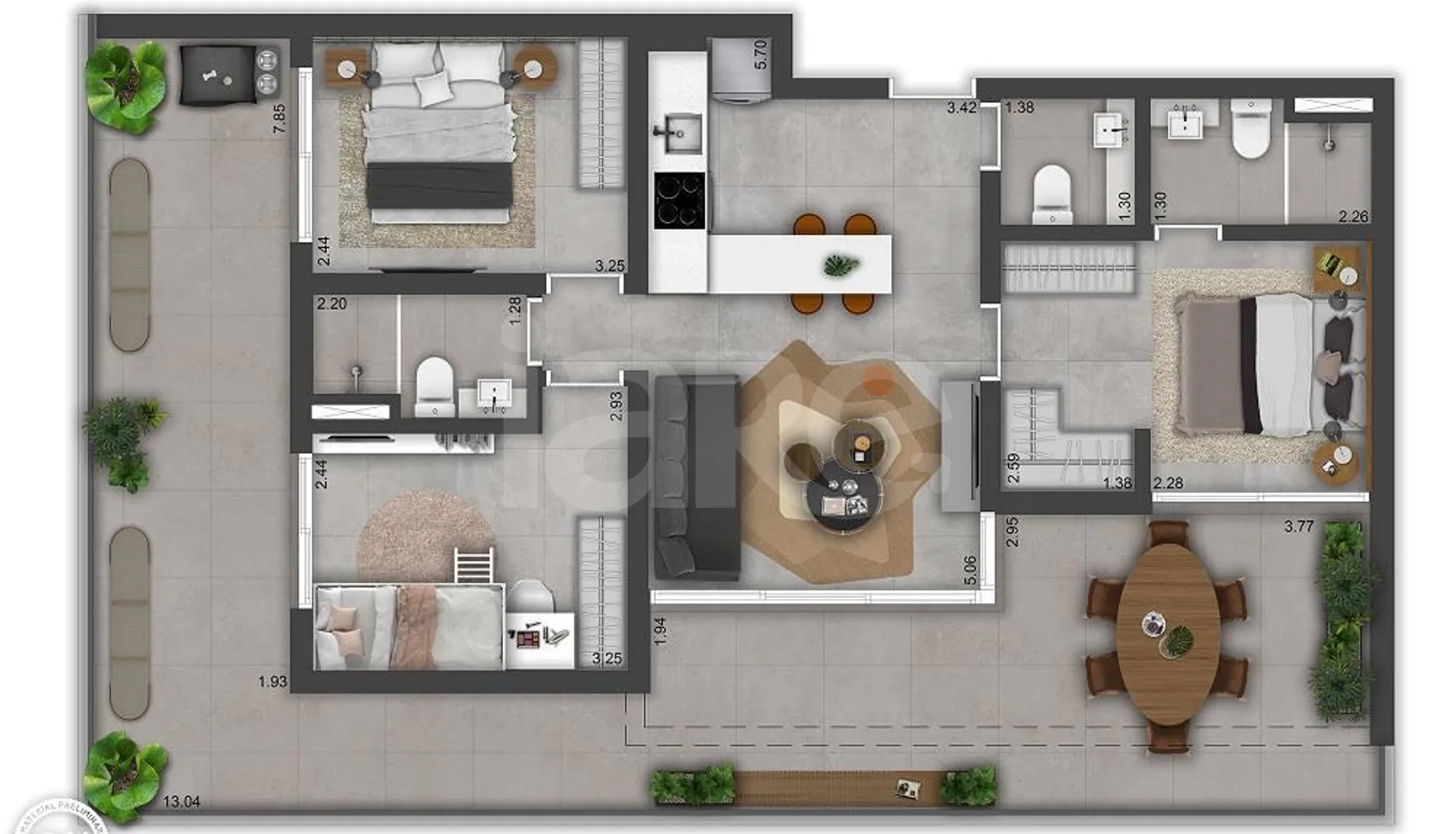 Planta — Apartamento 77,85 m²