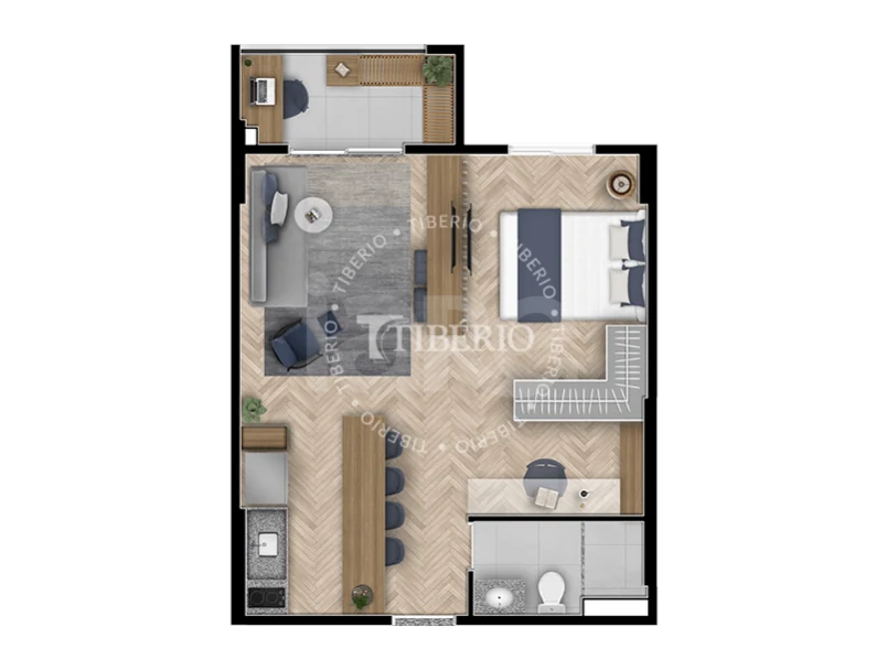 Planta — Studio 43,81 m²