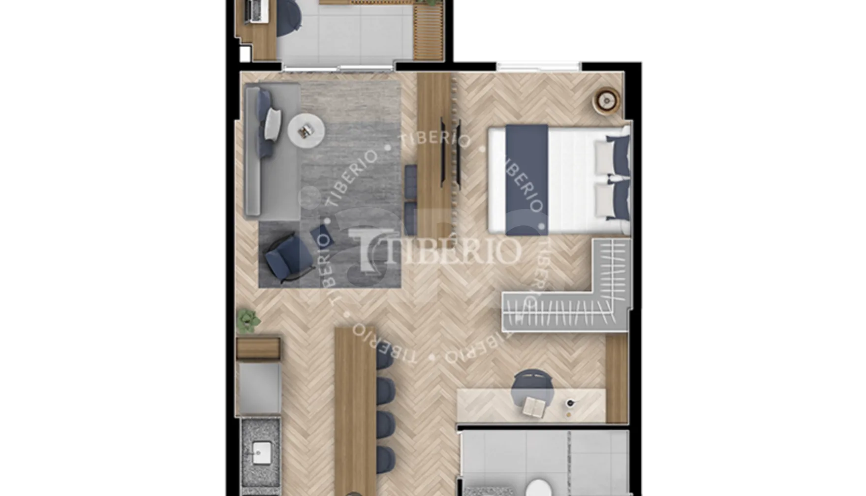 Planta — Studio 43,81 m²