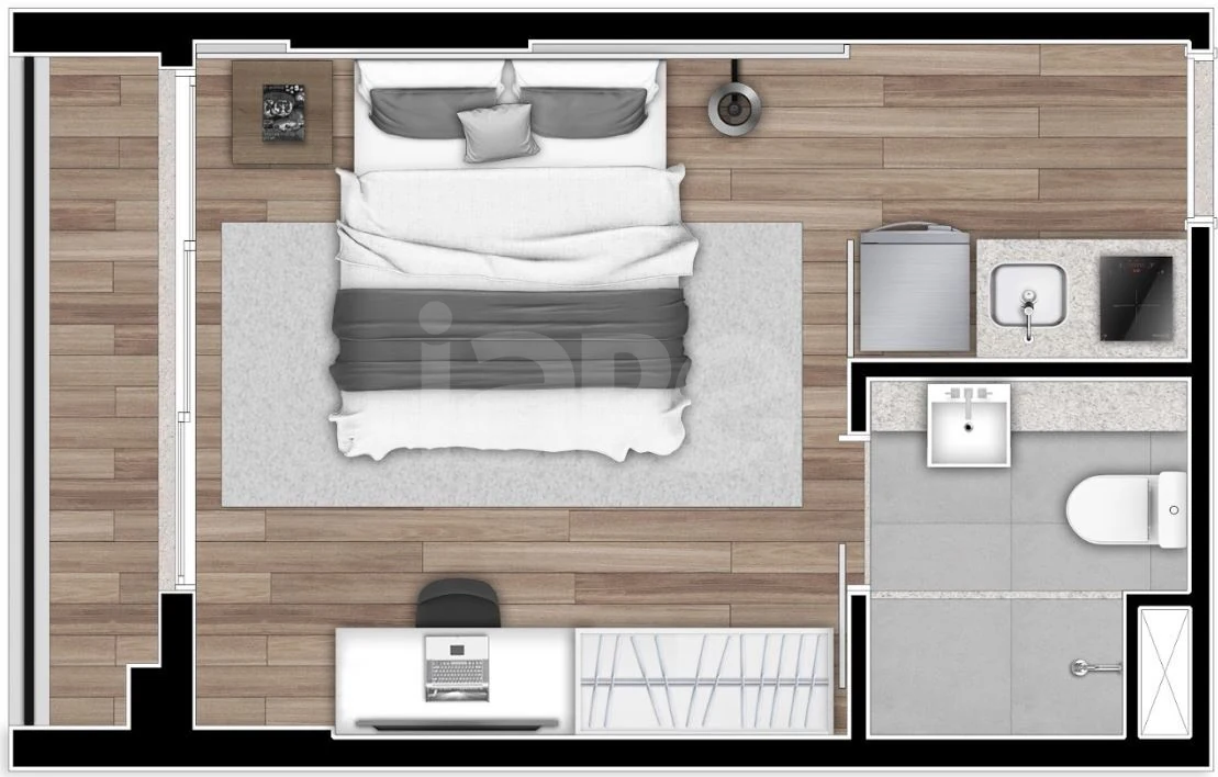Planta — Studio 21,76 m²