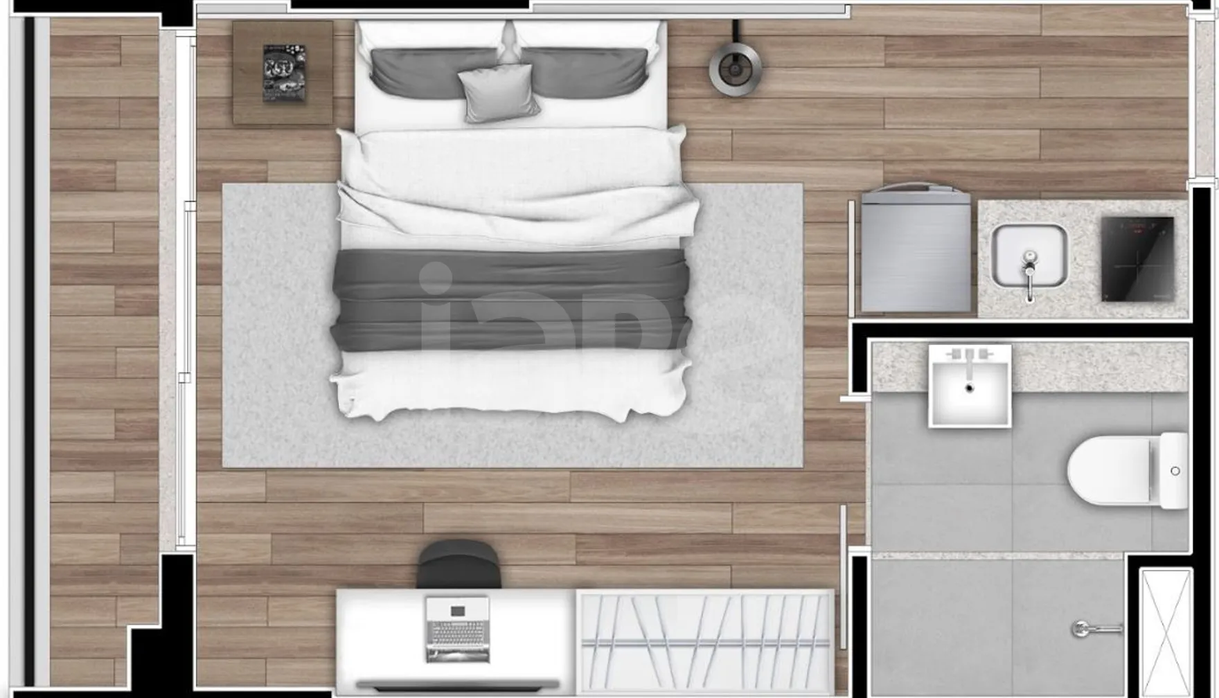 Planta — Studio 21,76 m²
