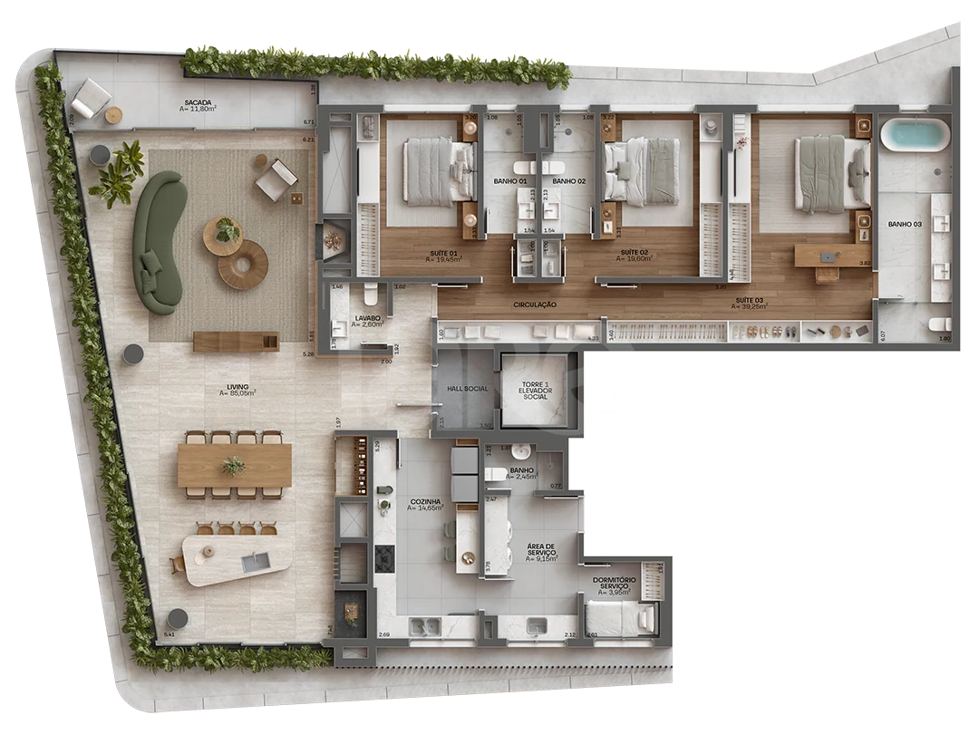 Planta — Apartamento 266,04 m²