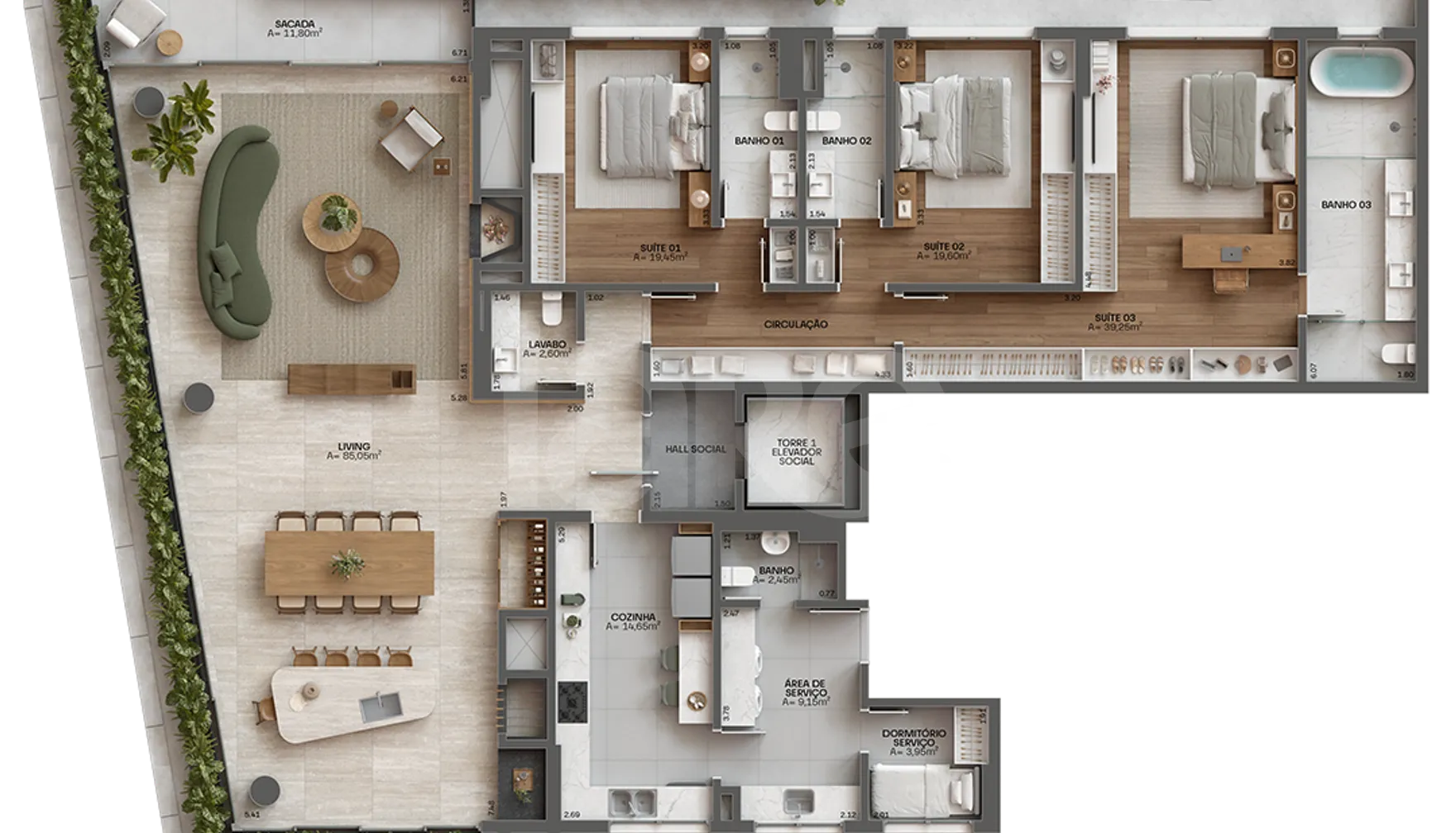 Planta — Apartamento 266,04 m²