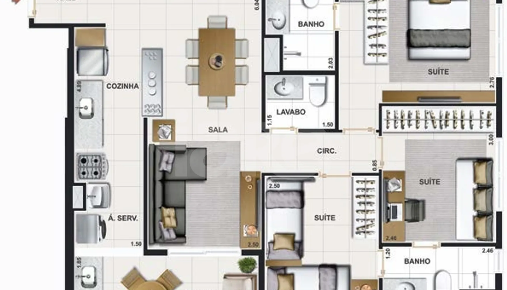 Planta — Apartamento 73,32 m²