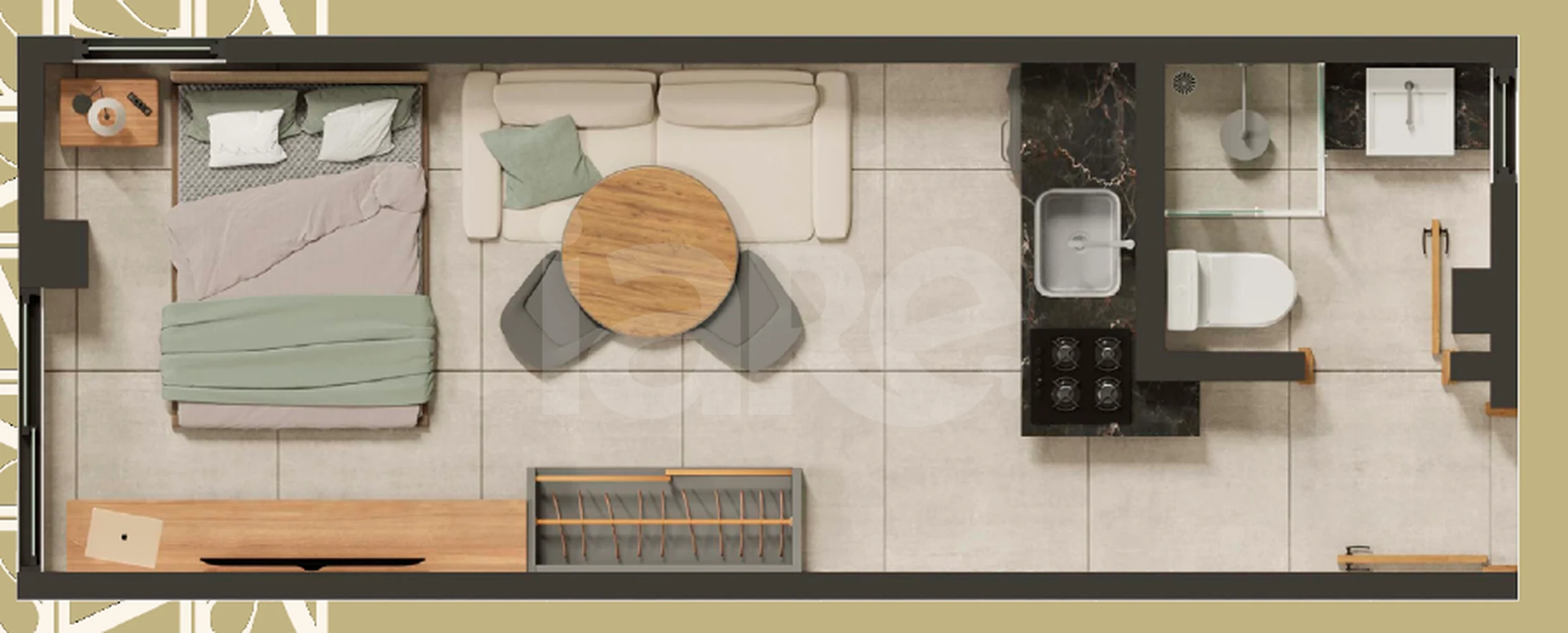 Planta — Studio 22,25 m²