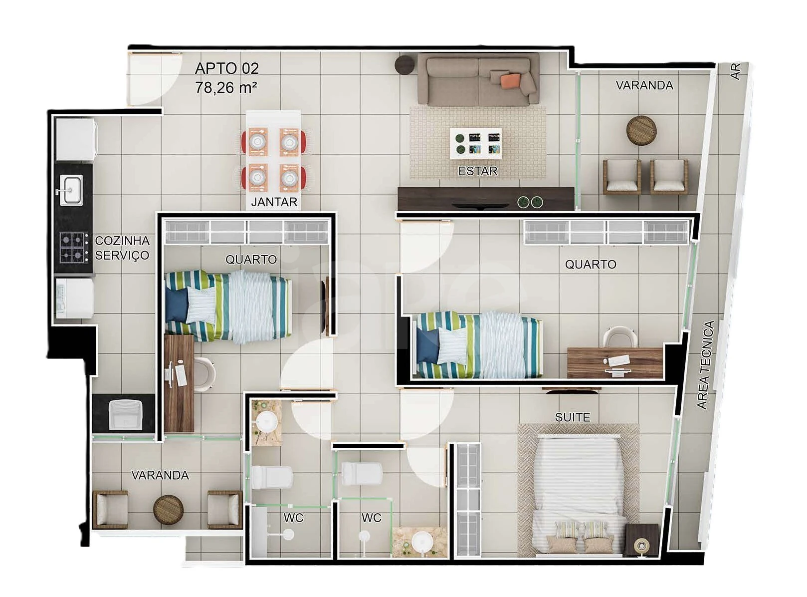 Planta — Apartamento 78,26 m²