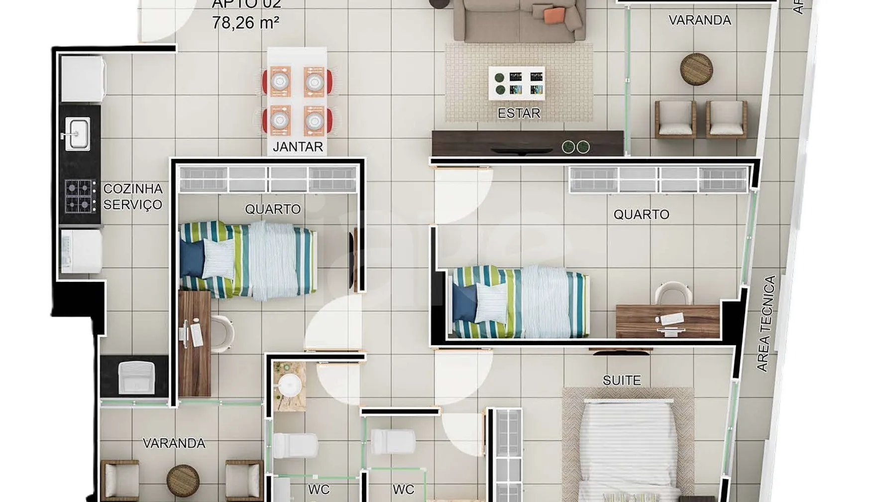 Planta — Apartamento 78,26 m²