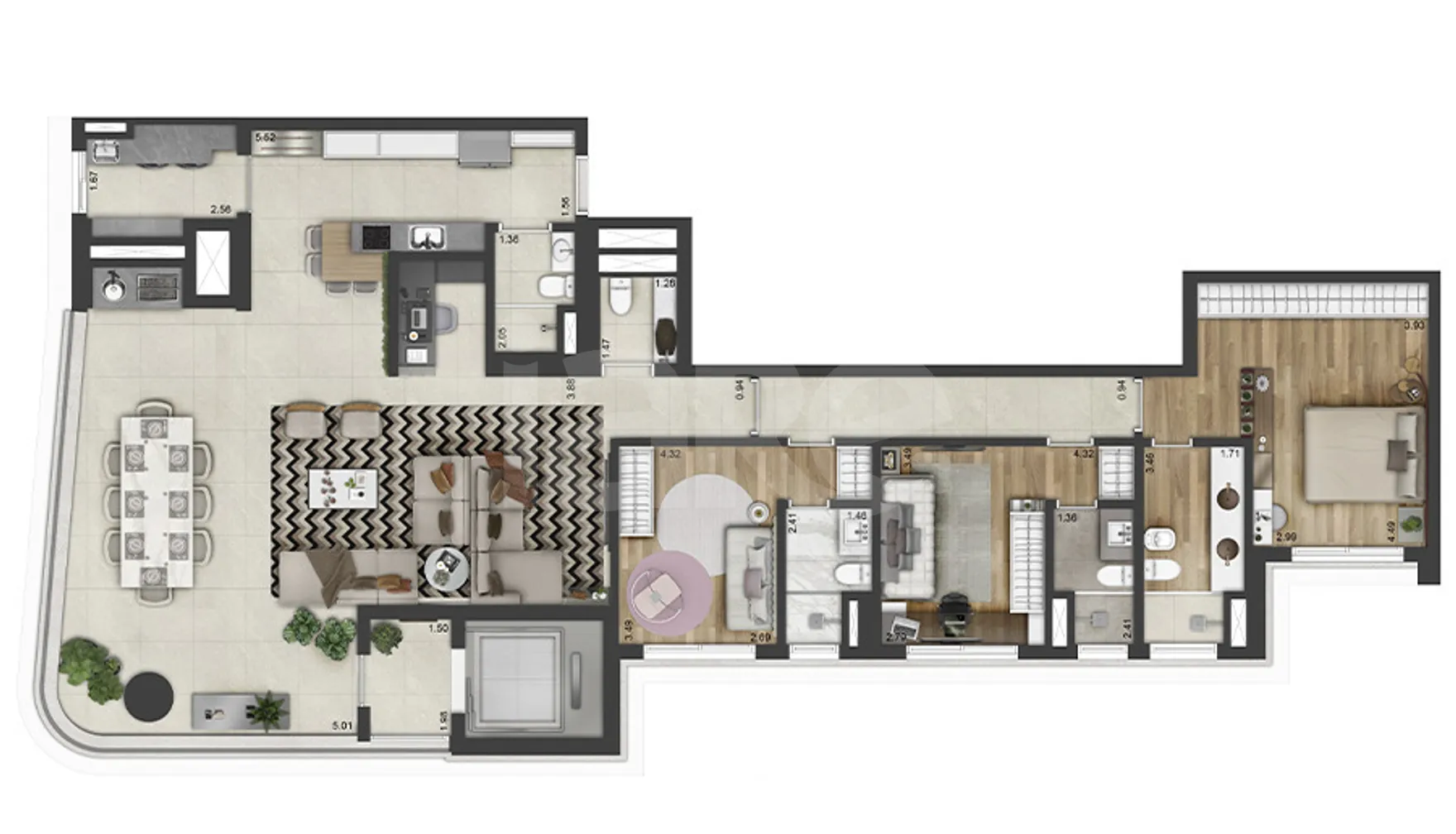 Planta — Apartamento 175 m²