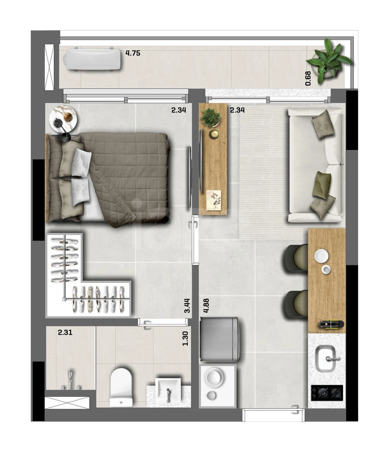 Planta — Apartamento 31,82 m²