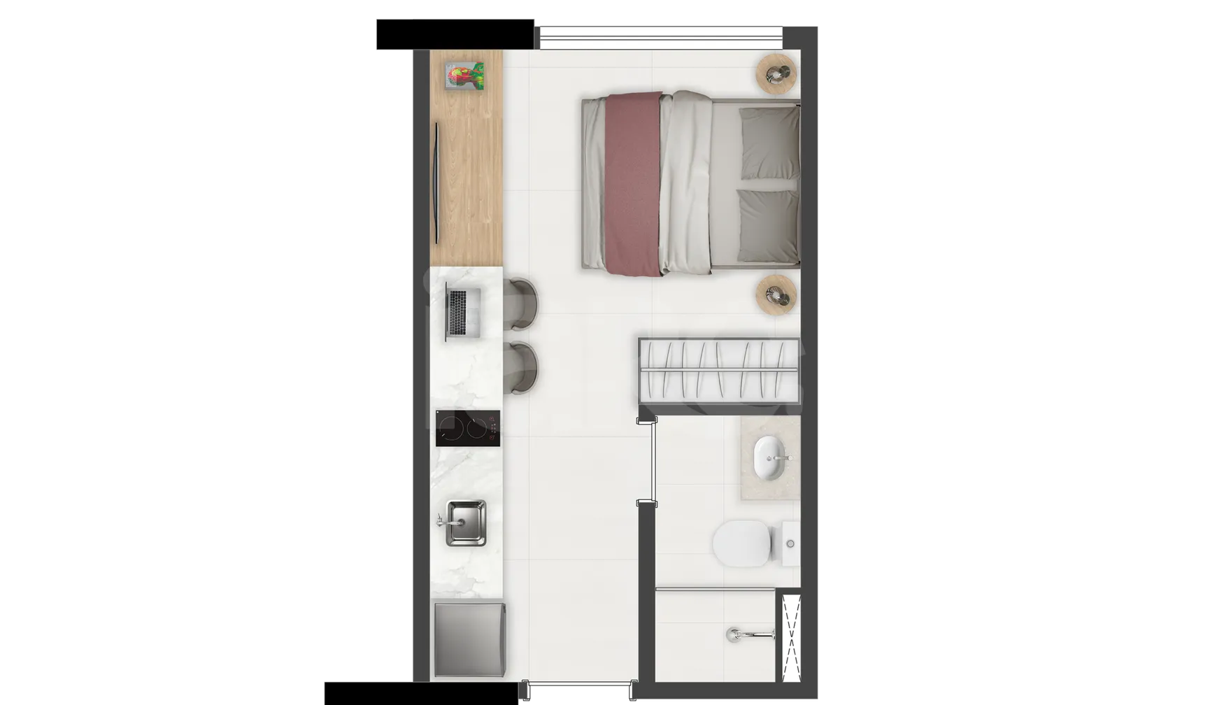 Planta — Studio 17,39 m²