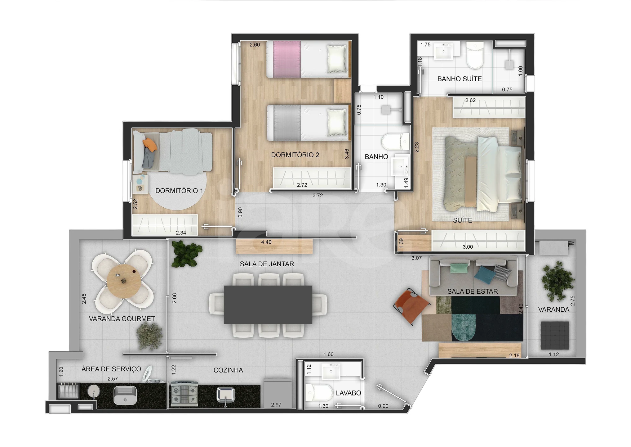 Planta — Apartamento 87,76 m²