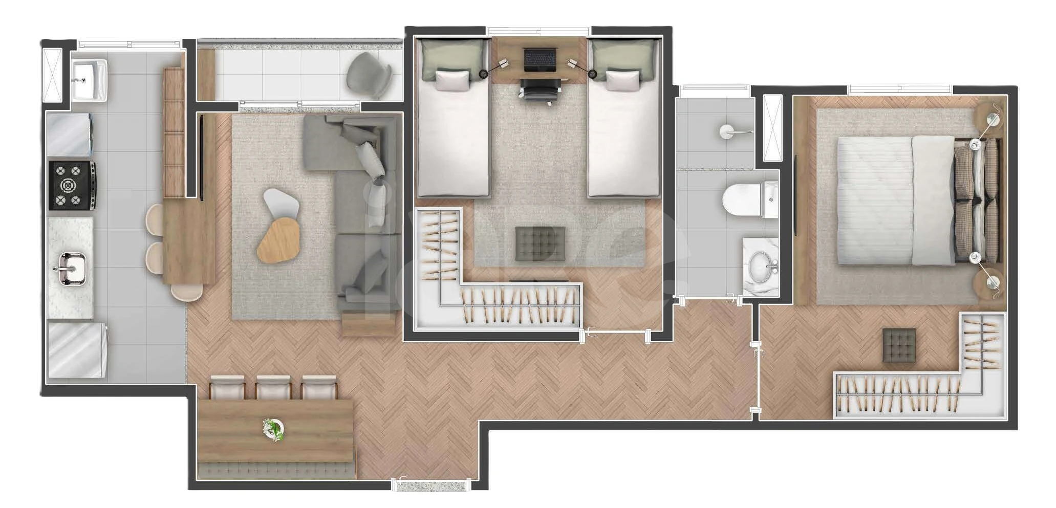 Planta — Apartamento 53,16 m²