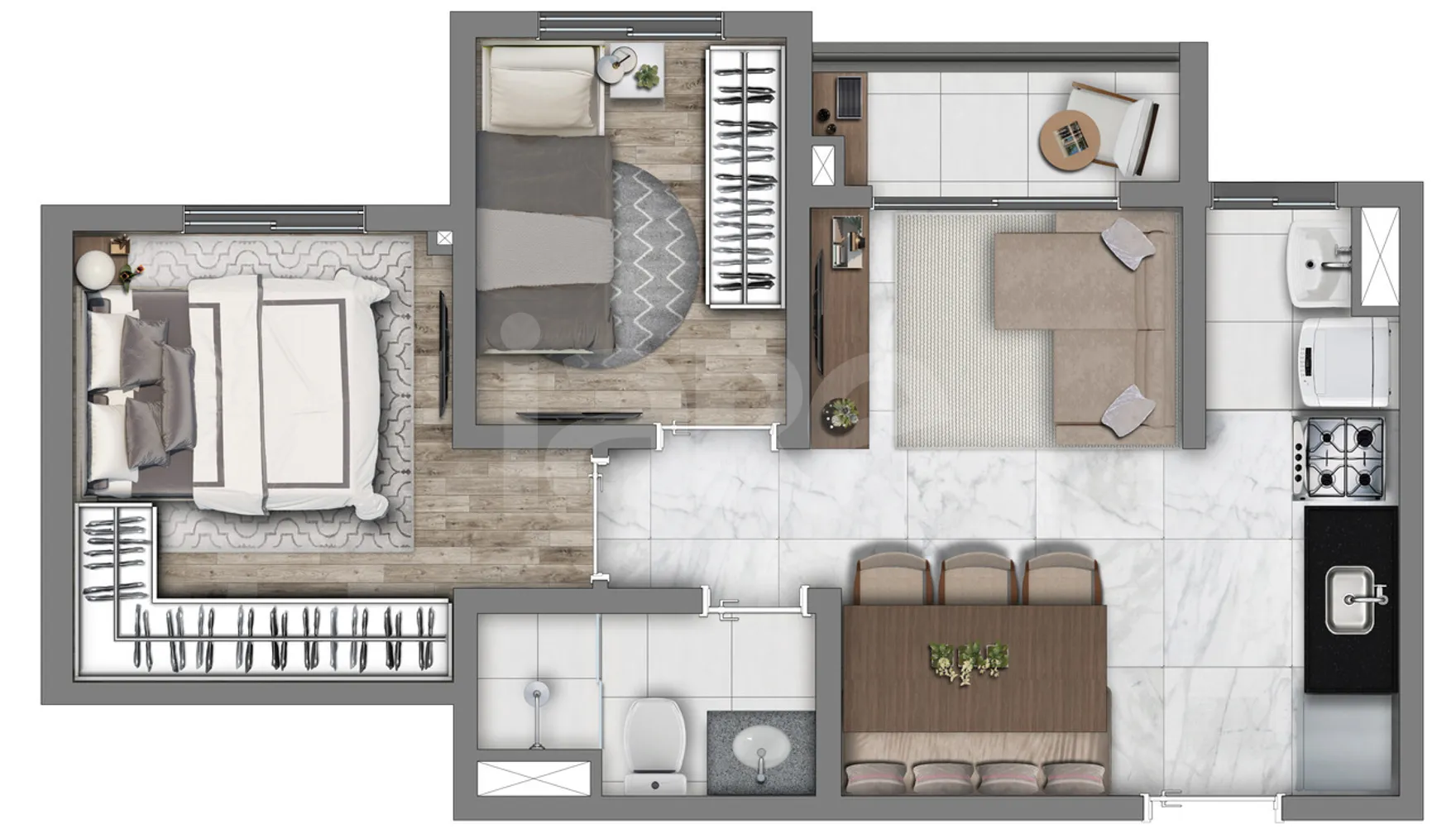 Planta — Apartamento 38,71 m²