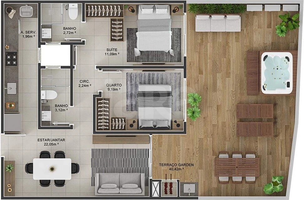 Planta — Garden 101,9 m²