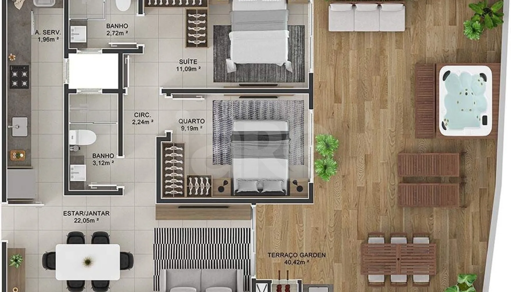 Planta — Garden 101,9 m²
