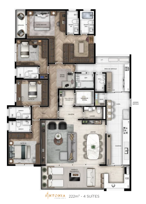 Planta — Apartamento 222,38 m²