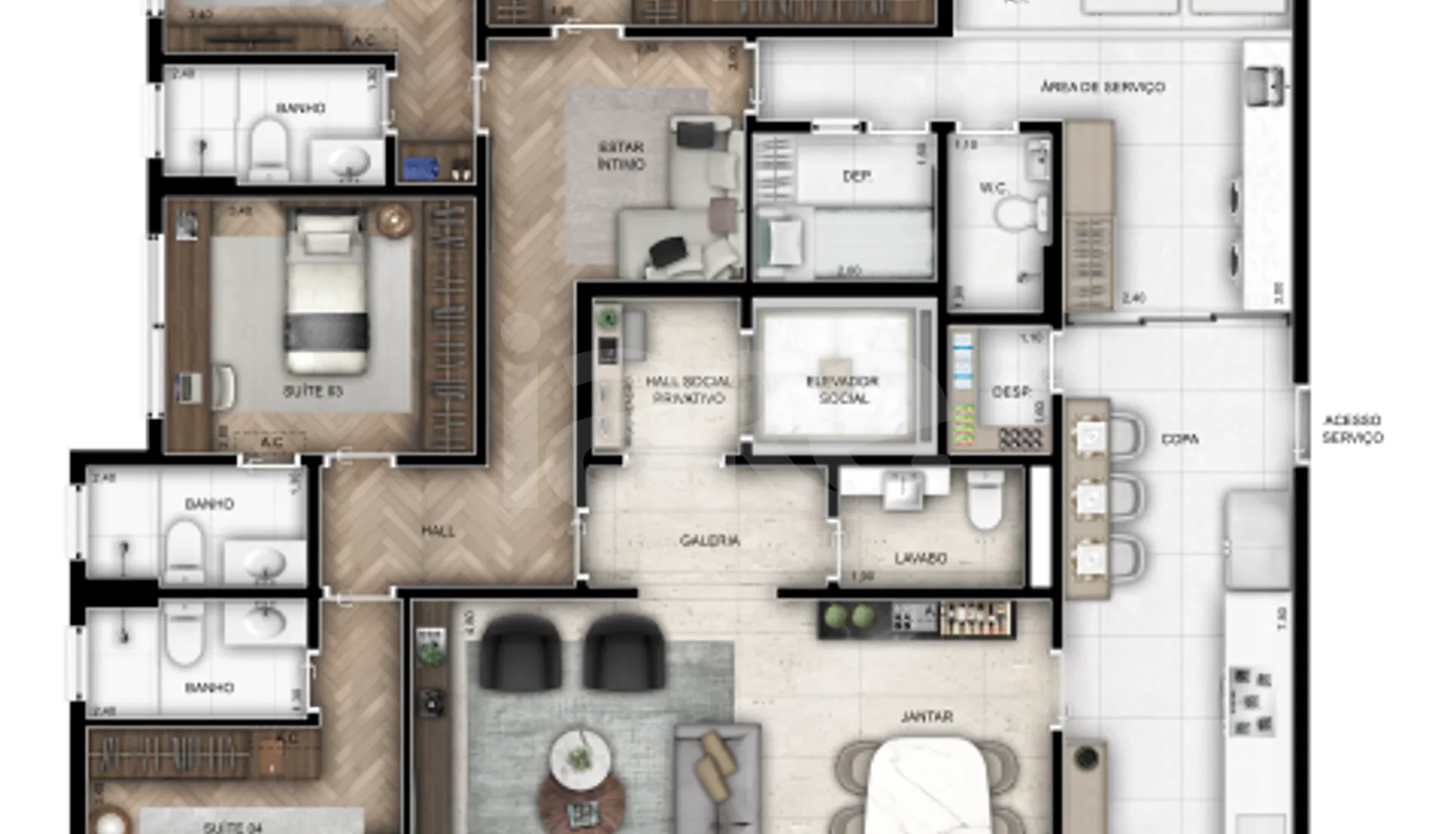 Planta — Apartamento 222,38 m²