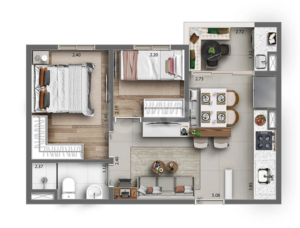 Planta — Apartamento 40,27 m²
