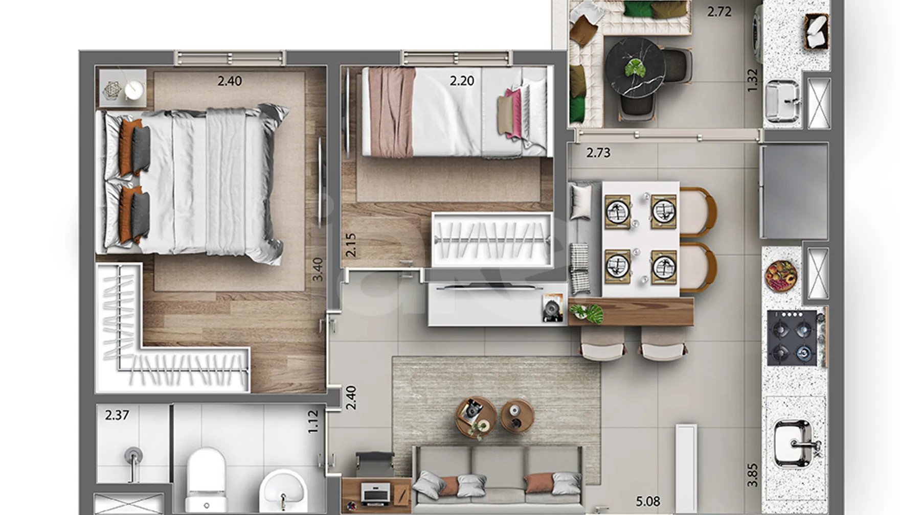 Planta — Apartamento 40,27 m²