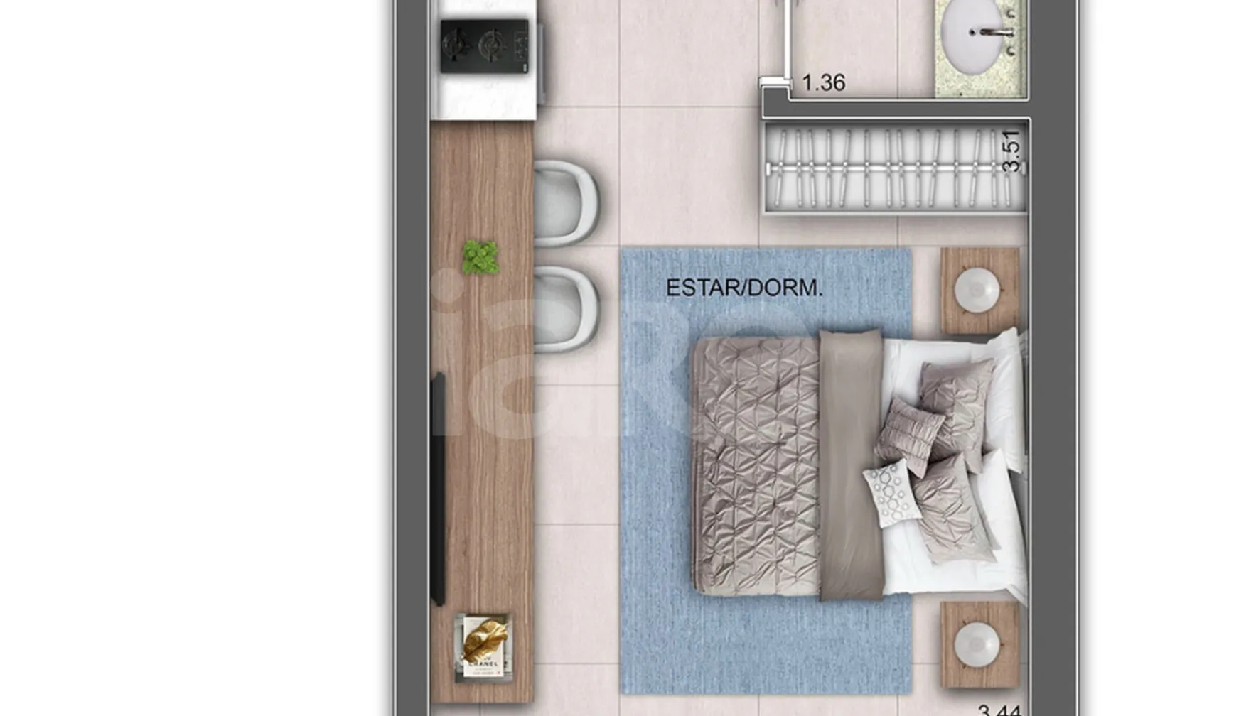 Planta — Studio 27 m²
