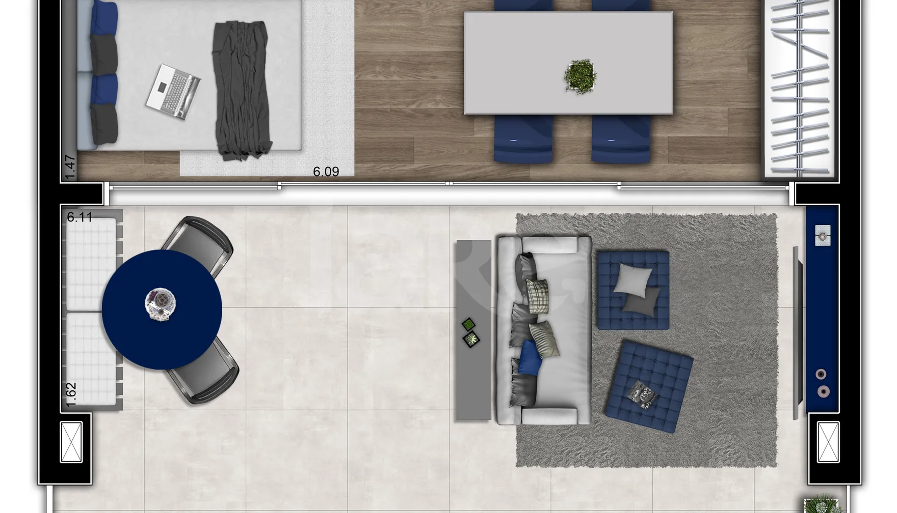 Planta — Studio 42,17 m²