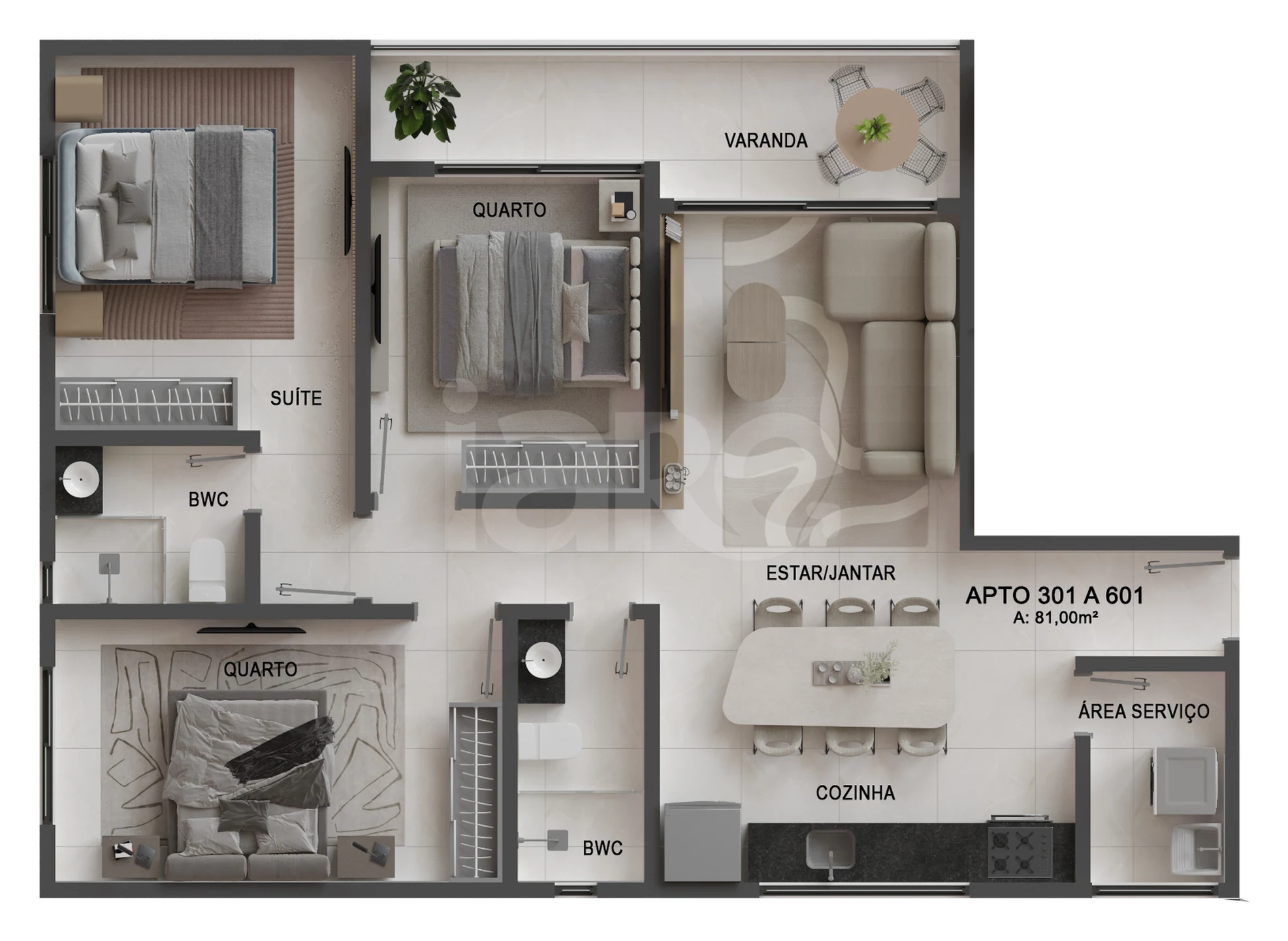 Planta — Apartamento 81 m²