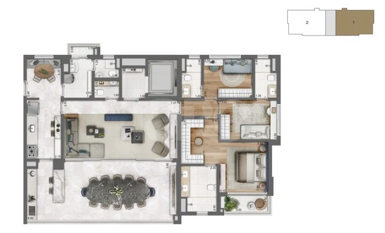Planta — Apartamento 165,5 m²