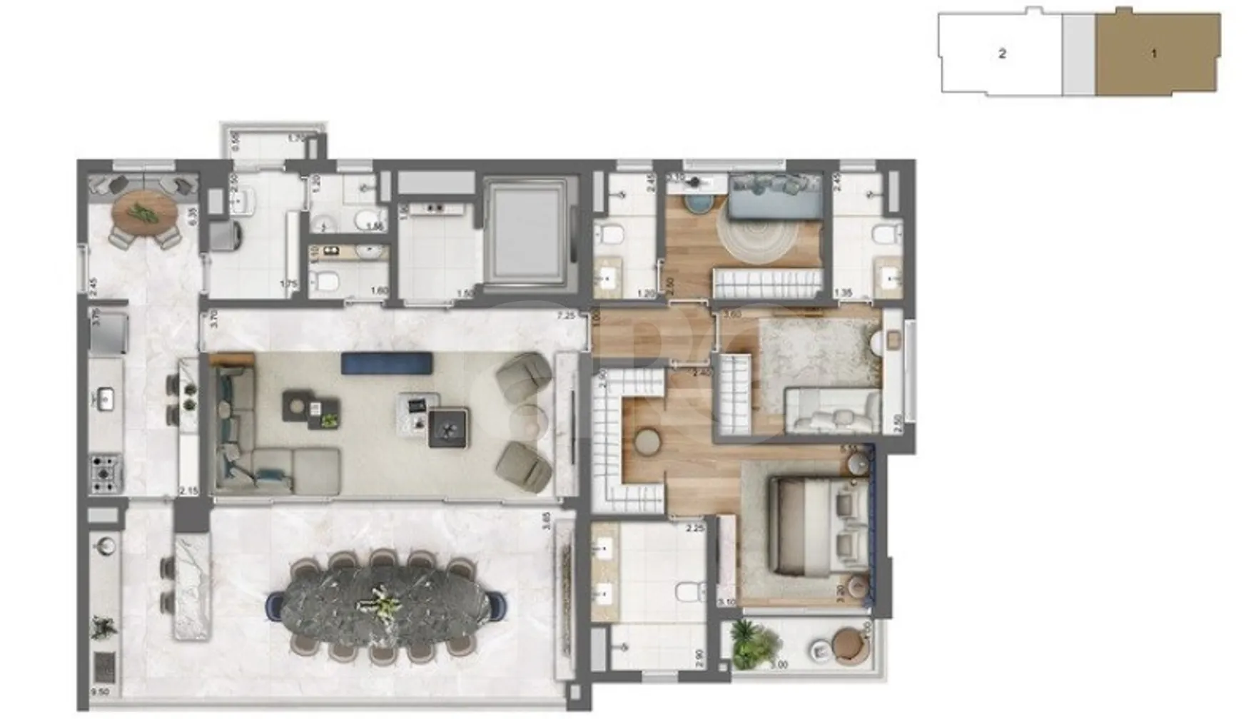 Planta — Apartamento 165,5 m²