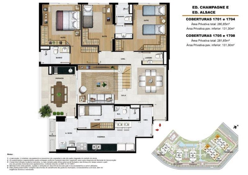 Planta — Cobertura Duplex 280,85 m²