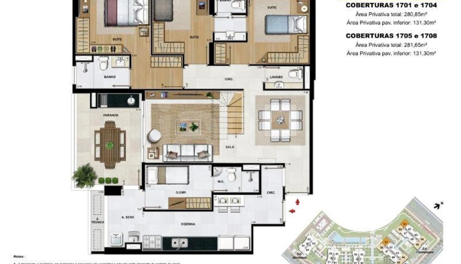 Planta — Cobertura Duplex 280,85 m²