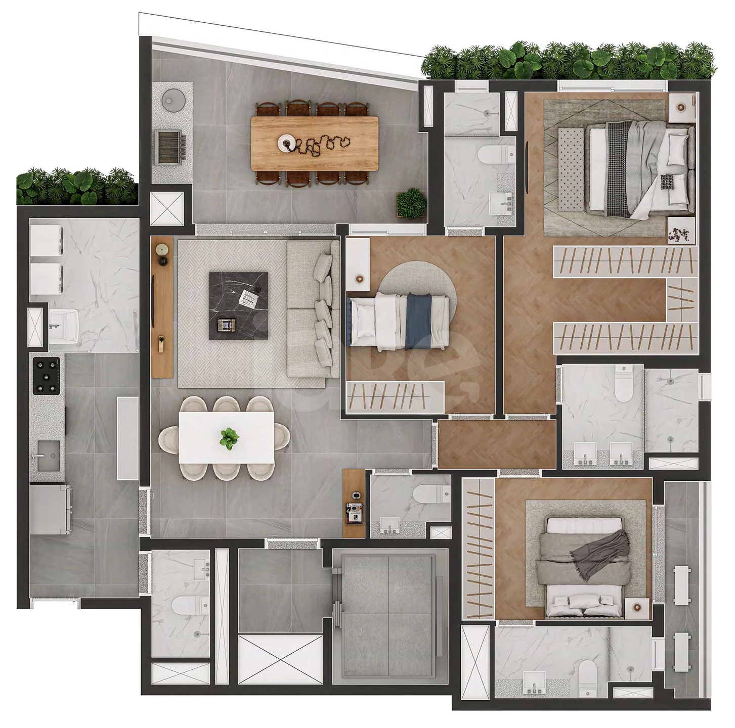 Planta — Apartamento 127,04 m²