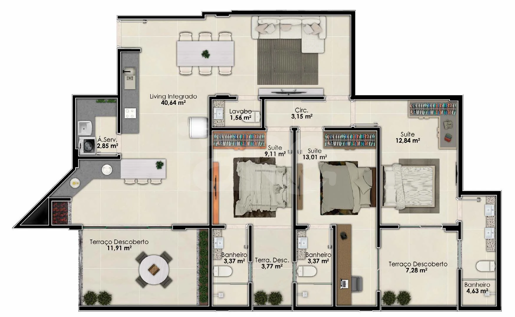 Planta — Garden 135 m²