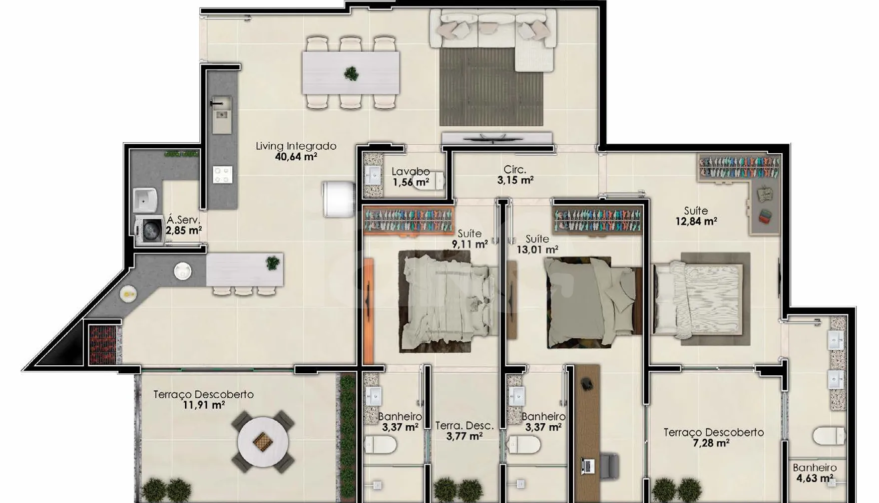 Planta — Garden 135 m²