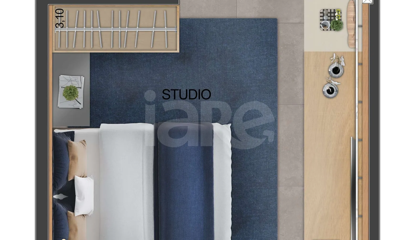Planta — Studio 24,7 m²