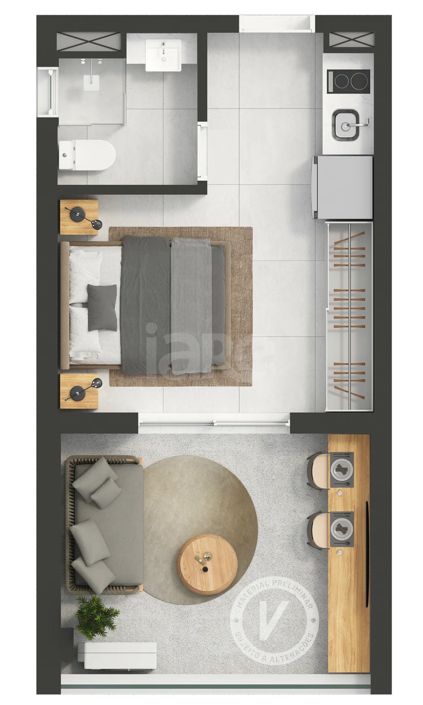 Planta — Studio 32,85 m²